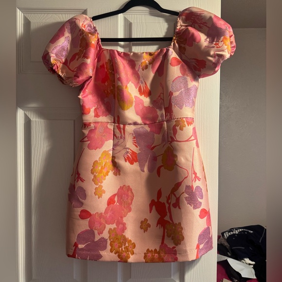 Lulu’s Floral Pink Mini Dress with Bright Bloom Print - Picture 2 of 3